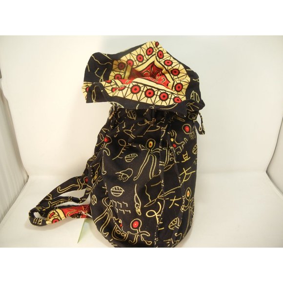 Unique beach tote, wet dry  bag, bikini bag Aboriginal print fabric, yellow, red - Picture 2 of 7